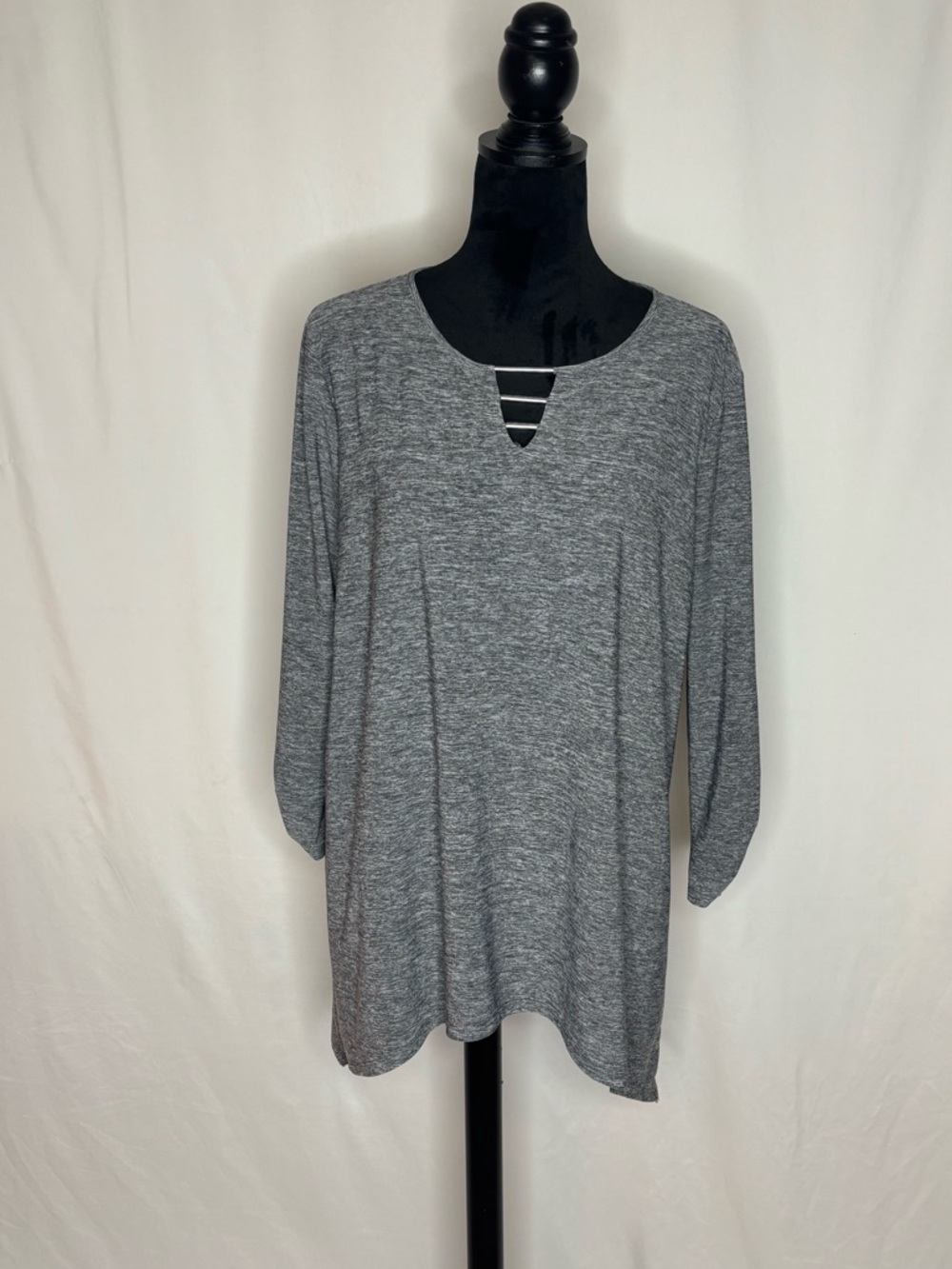 Fortune + Ivy Gray Strappy Notch-Neck Blouse - Women's Top